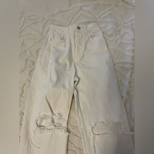 Zara white distressed jeans